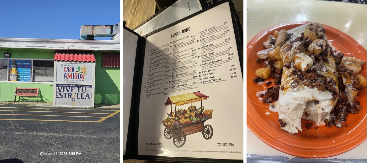 Casa amigos Mexican restaurant Menu